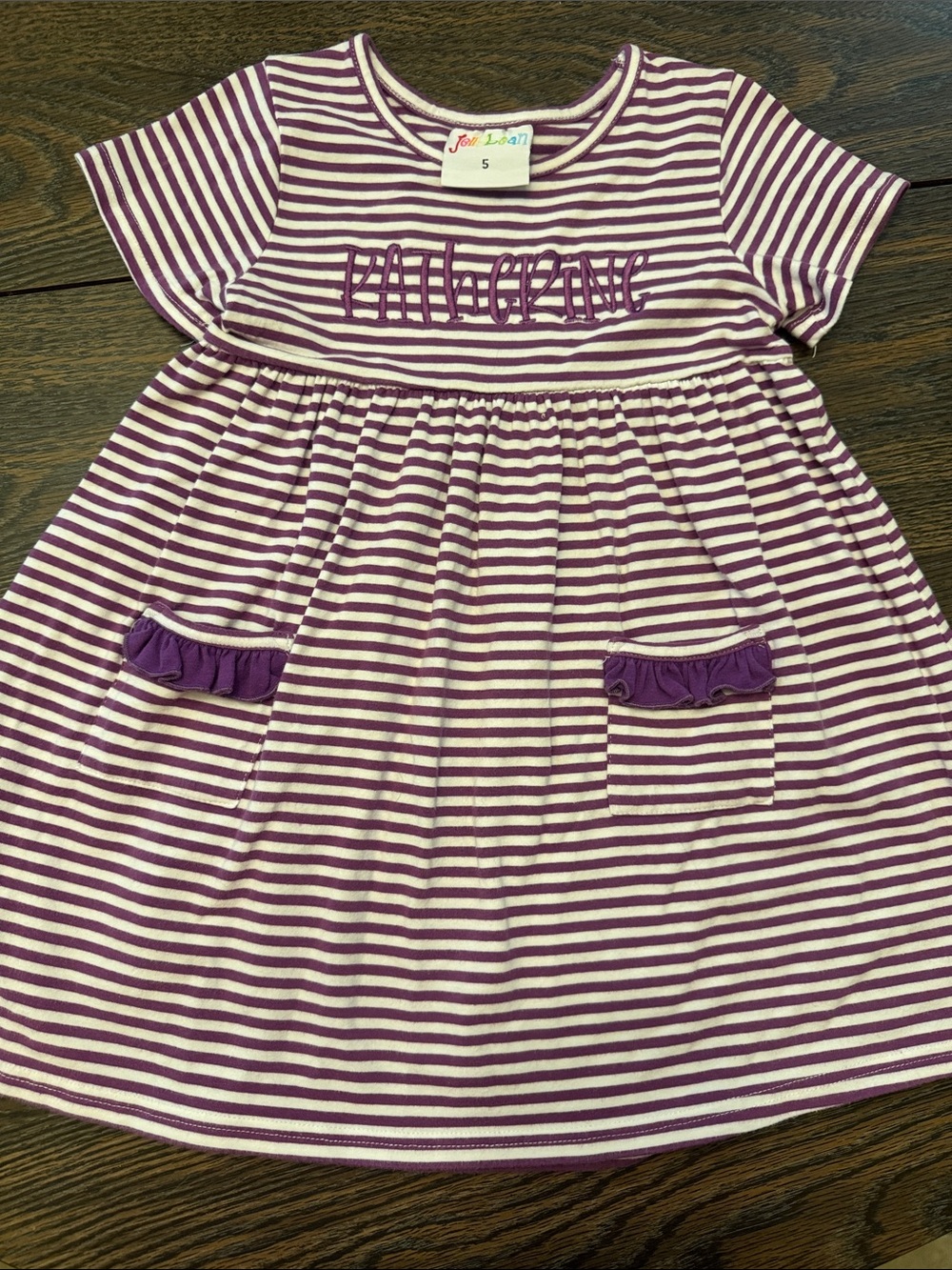 Monogrammed Katherine Striped Purple & White Dress 5